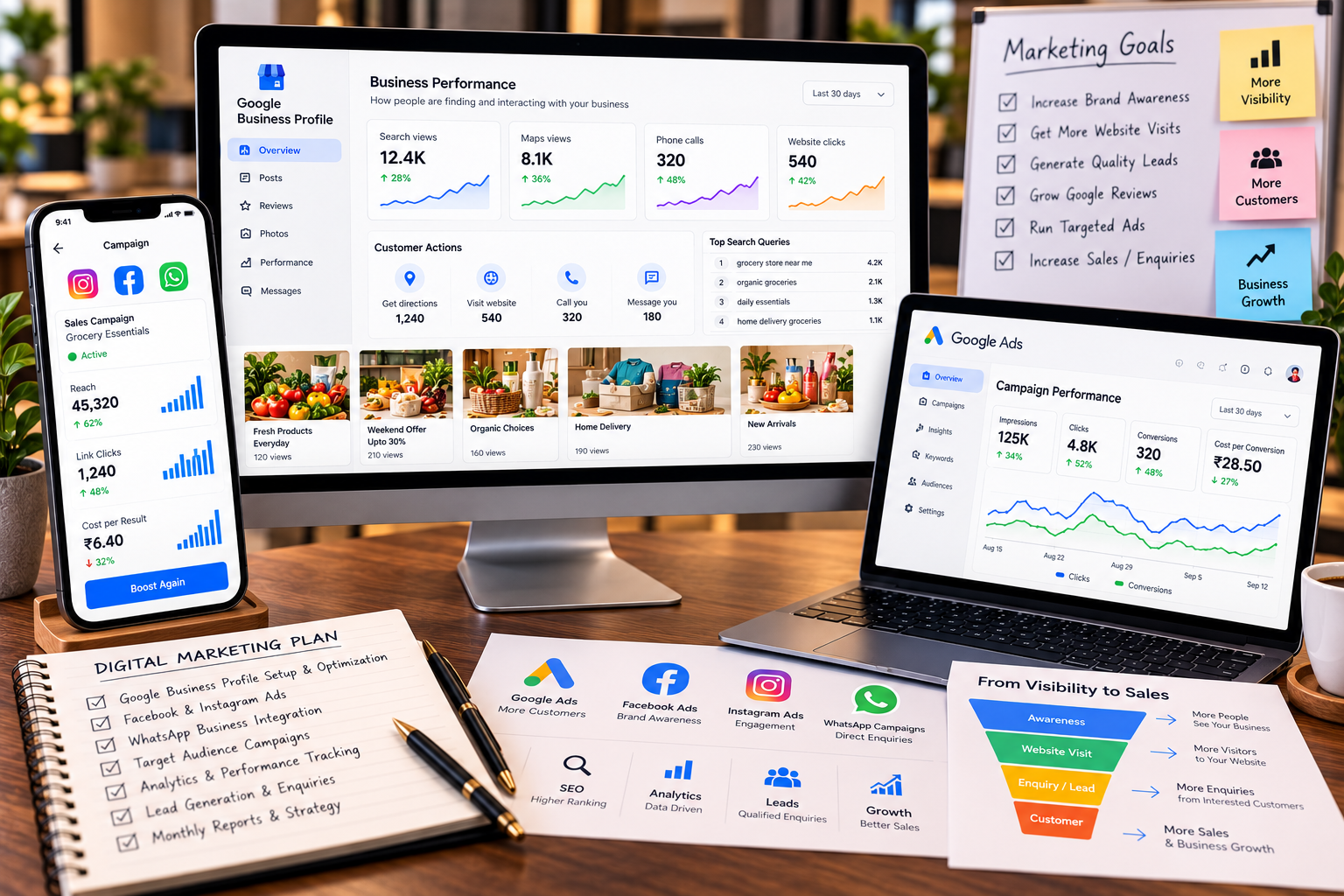 Digital marketing with Google Business, advertising, analytics and lead generation