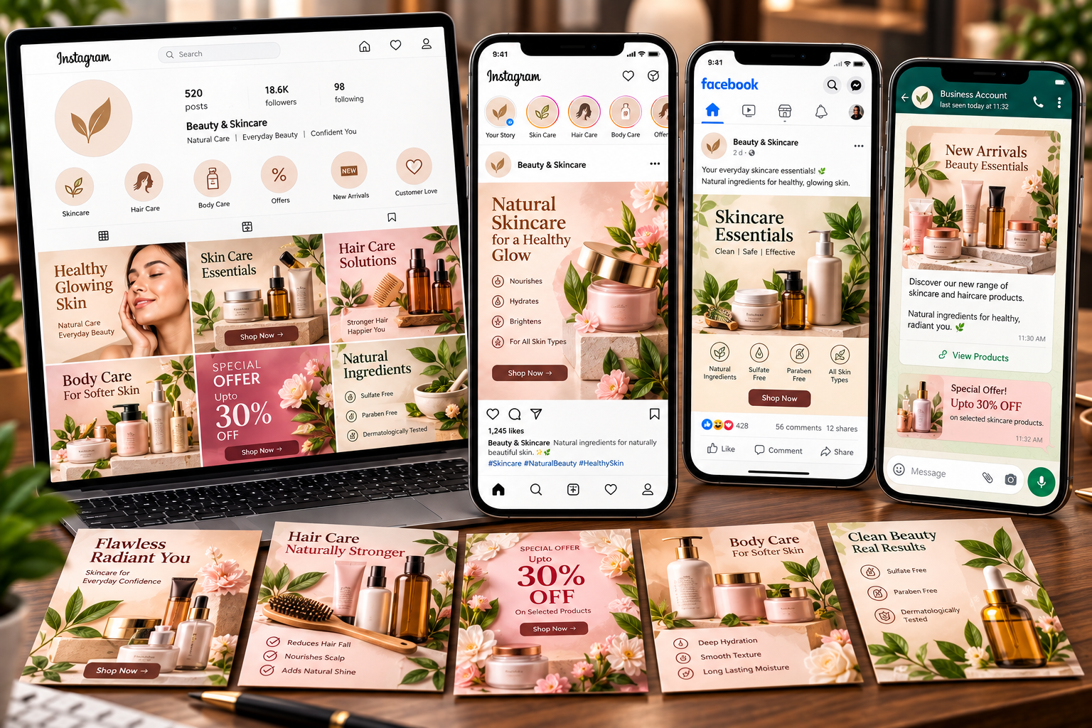 Social media management for Instagram, Facebook and WhatsApp business content