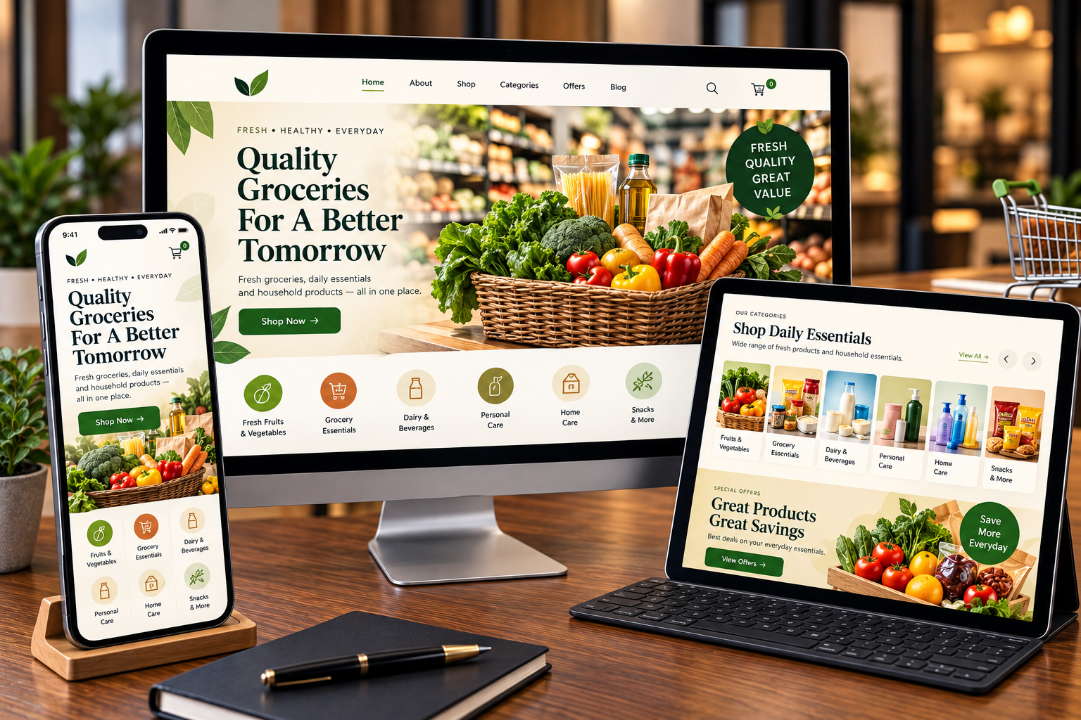 Responsive business website design displayed on desktop and mobile